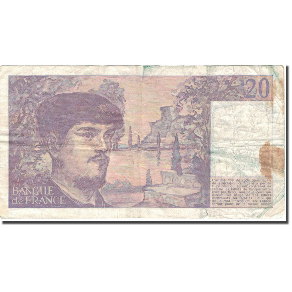 França, 20 Francs, Debussy, 1980, Undated (1980), VG(8-10), Fayette:66.1
