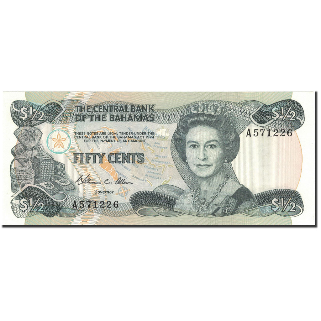 Billete, 1/2 Dollar, L.1974 (1984), Bahamas, KM:42a, UNC