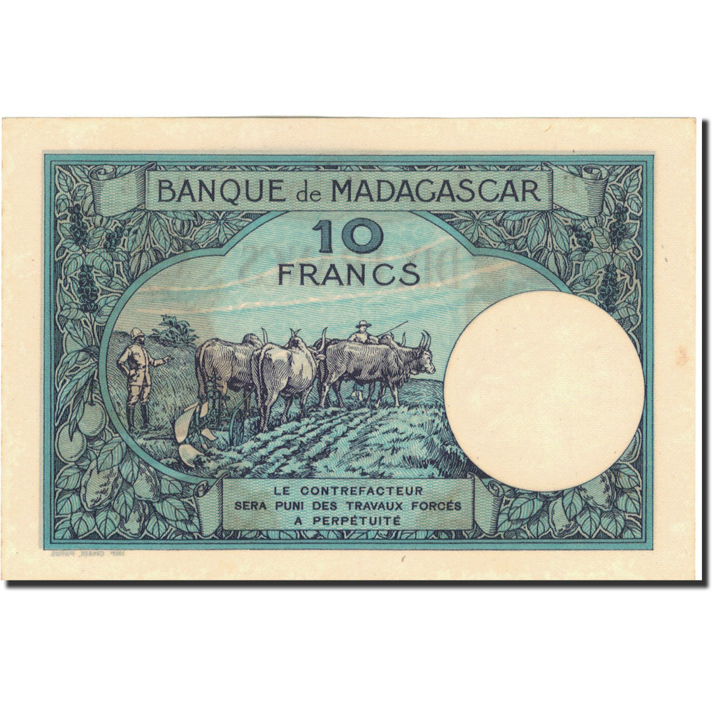 Billete, 10 Francs, Undated (1937-47), Madagascar, KM:36, SC