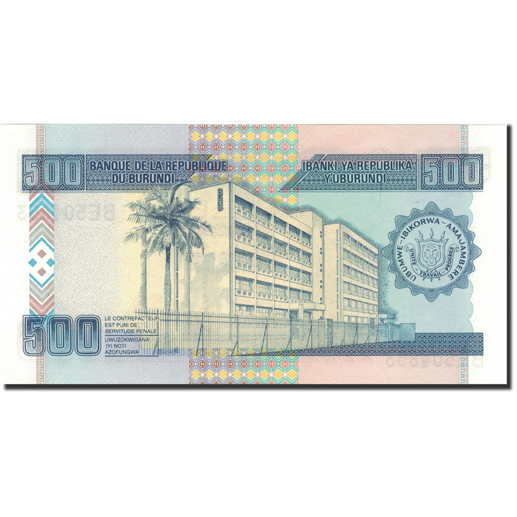 Banknote, Burundi, 500 Francs, 2009, 2009-05-01, KM:45a, UNC(65-70)