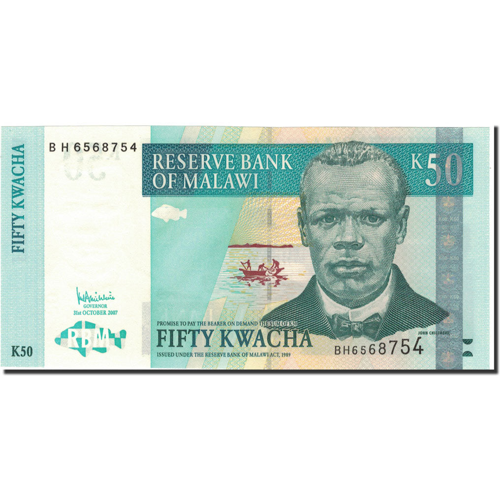 Geldschein, Malawi, 50 Kwacha, 2007, 2007-10-31, KM:53c, UNZ