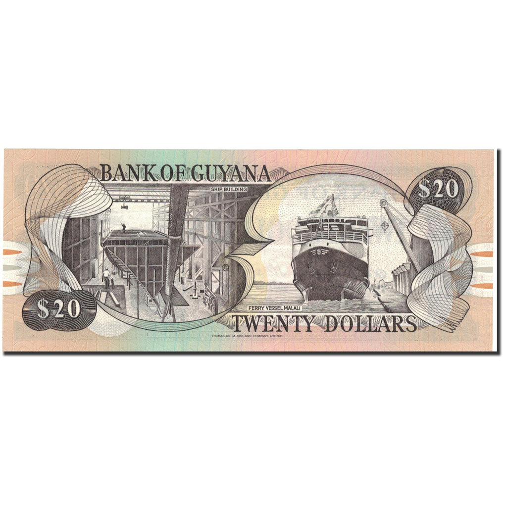 Banknot, Gujana, 20 Dollars, Undated (1966-92), KM:27, UNC(65-70)