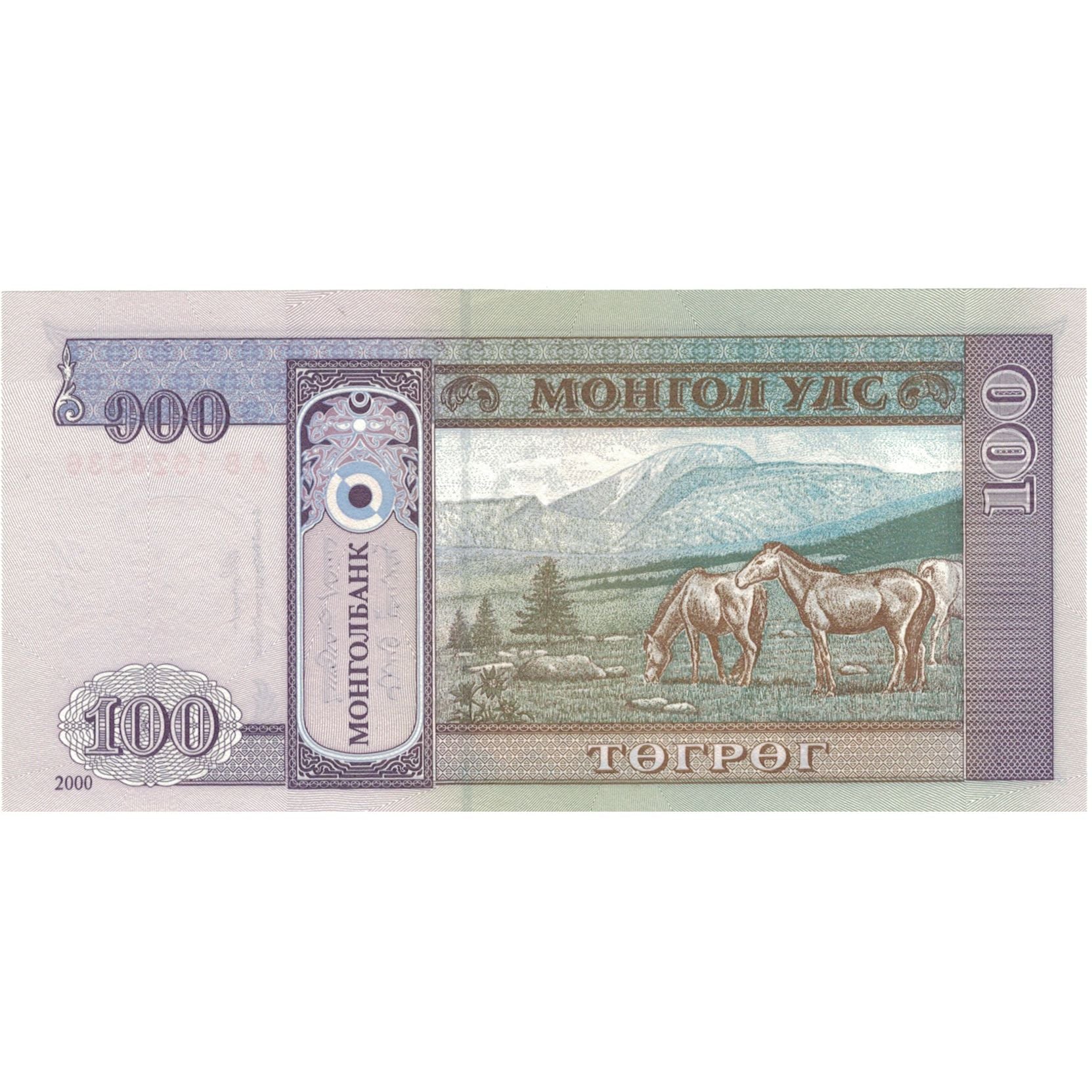Billet, Mongolie, 100 Tugrik, 2000, KM:65a, NEUF
