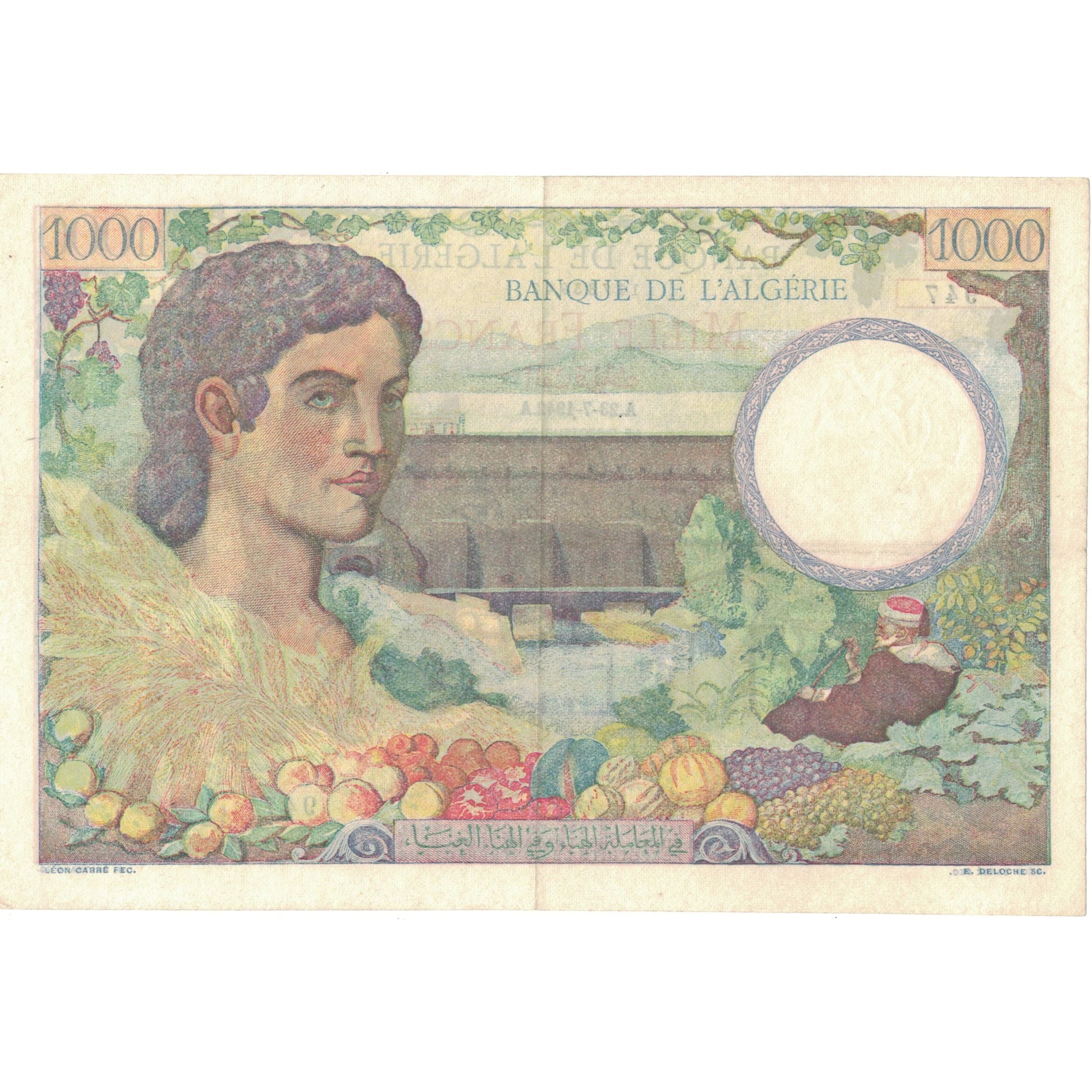 Algeria, 1000 Francs, 1942-07-23, EF 45, PMG