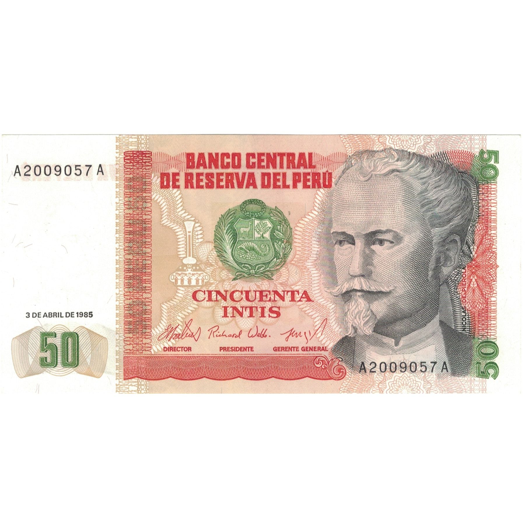 Billete, 50 Intis, 1985, Perú, 1985-04-03, KM:130, SC+