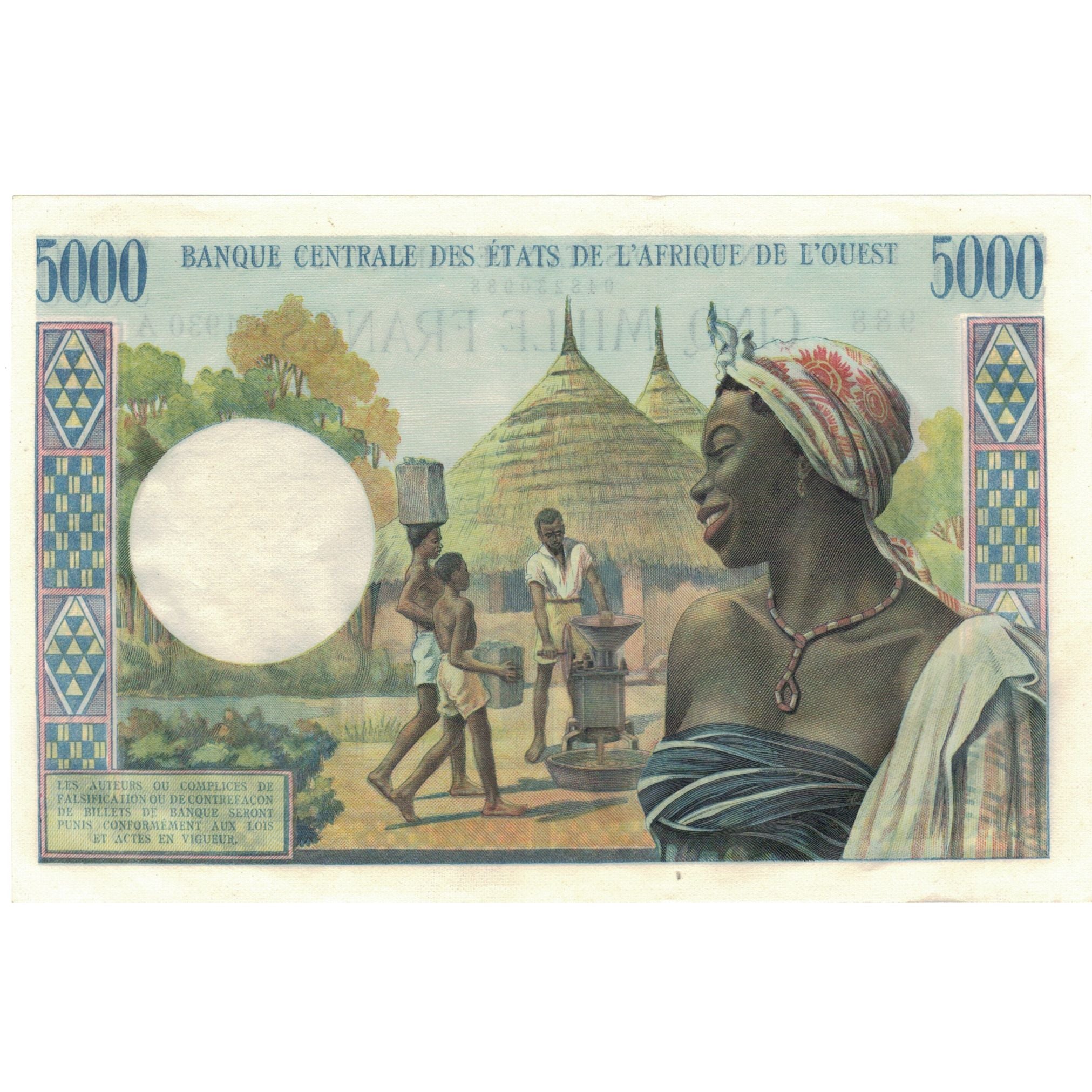 Geldschein, West African States, 5000 Francs, KM:104, UNZ-