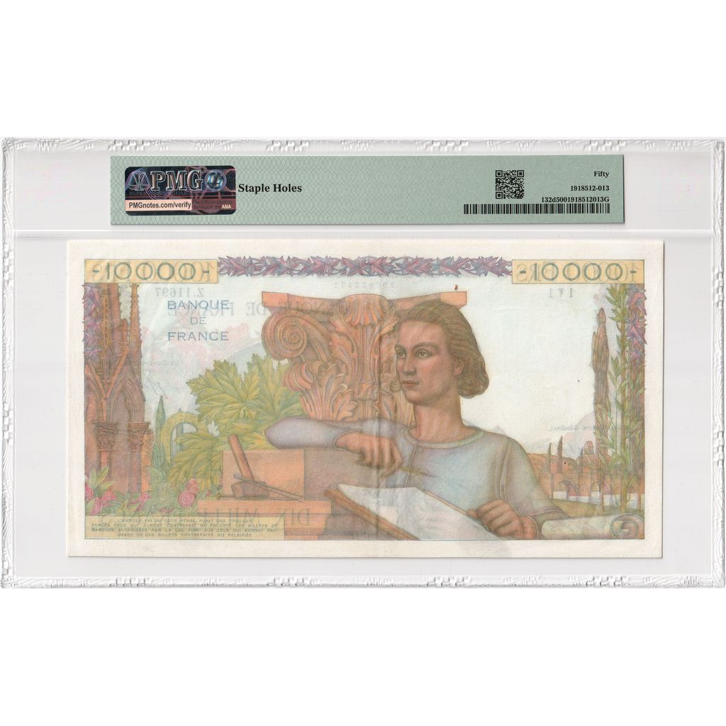 França, 10,000 Francs, 1956-06-07, Z.11697, AU 50, PMG