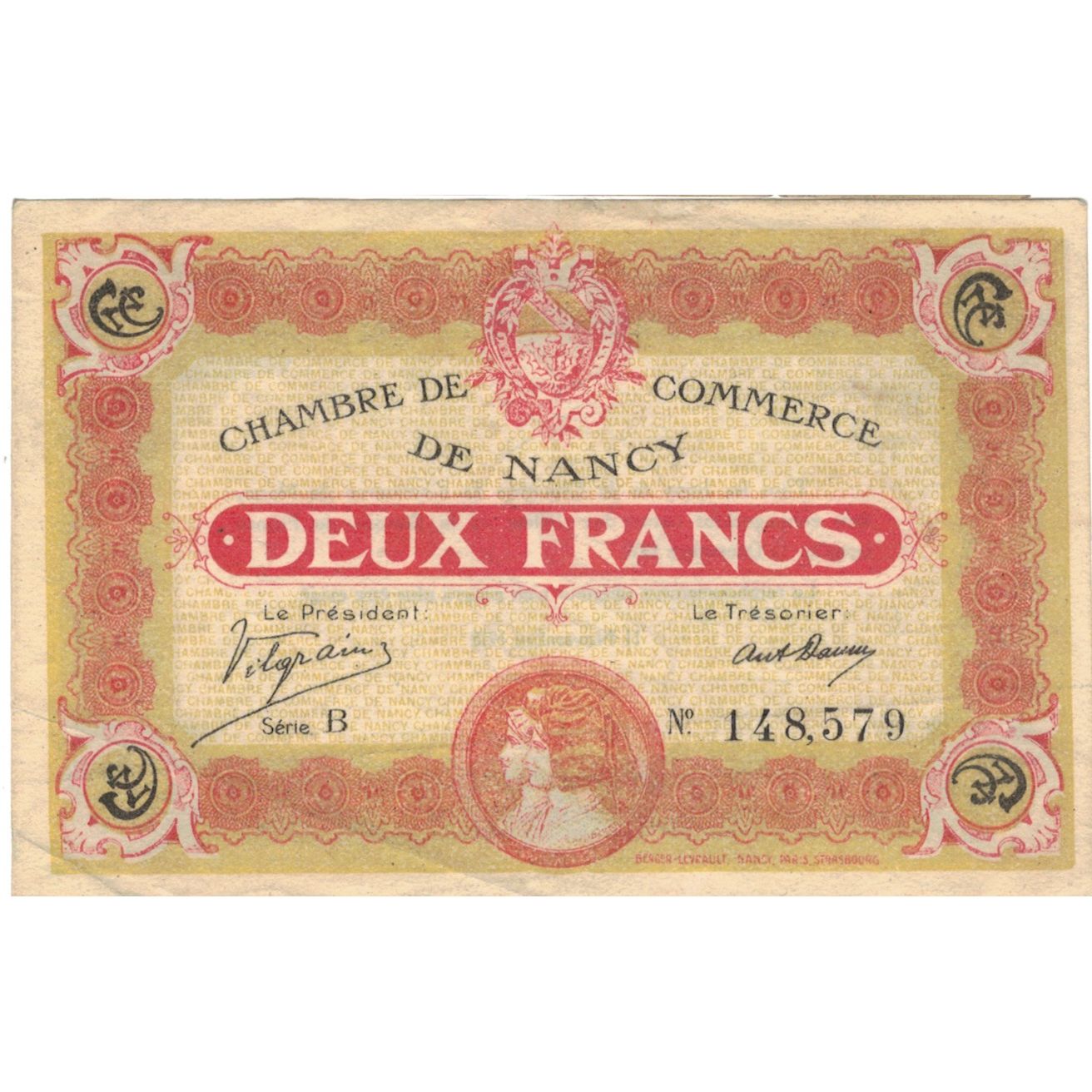 Frankrijk, Nancy, 2 Francs, 1918, Chambre de Commerce, TTB, Pirot:87-25
