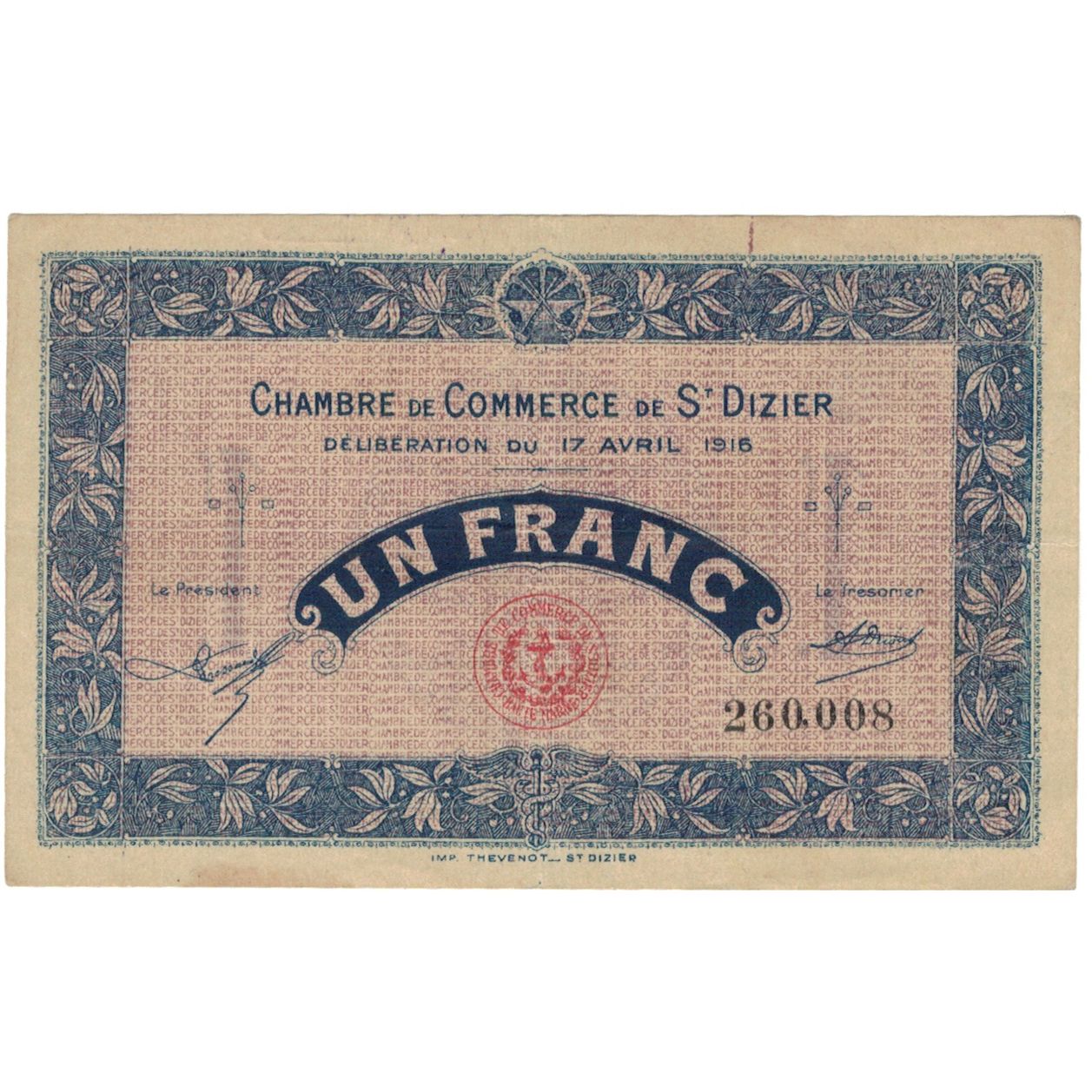 Frankreich, Saint-Dizier, 1 Franc, 1916, SS, Pirot:113-12