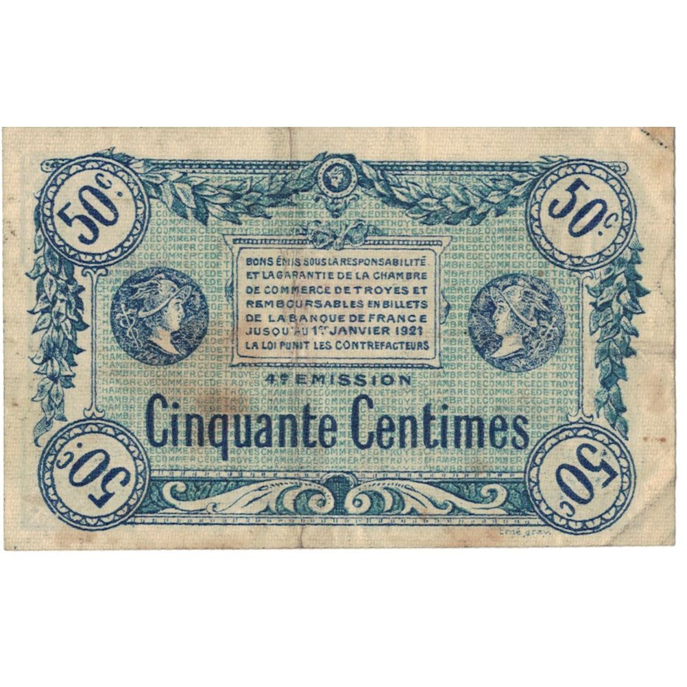 Frankrijk, Troyes, 1 Franc, 1918, Chambre de Commerce, TB, Pirot:124-10