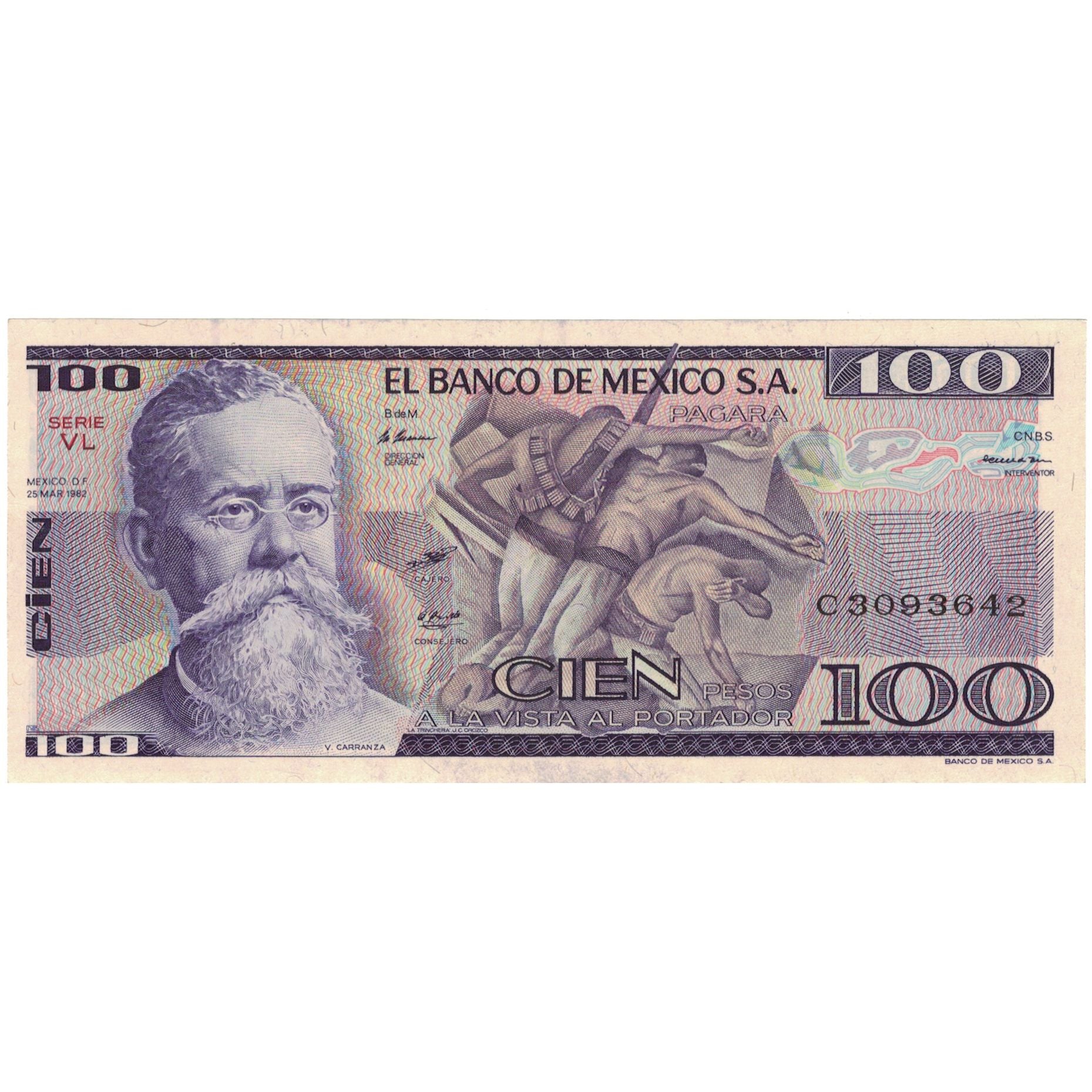 Billete, 100 Pesos, 1981-1982, México, 1982-03-25, KM:74c, SC+