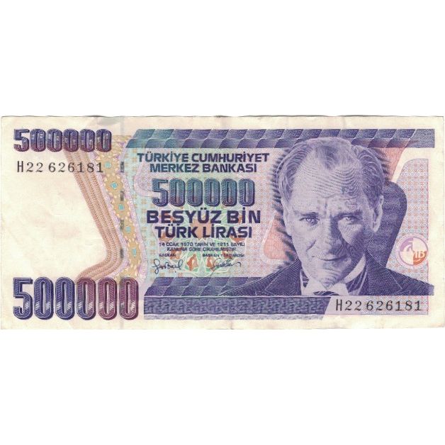 Biljet, Turkije, 500,000 Lira, 1993, 1993 (Old Date : 1970)., KM:208, TTB