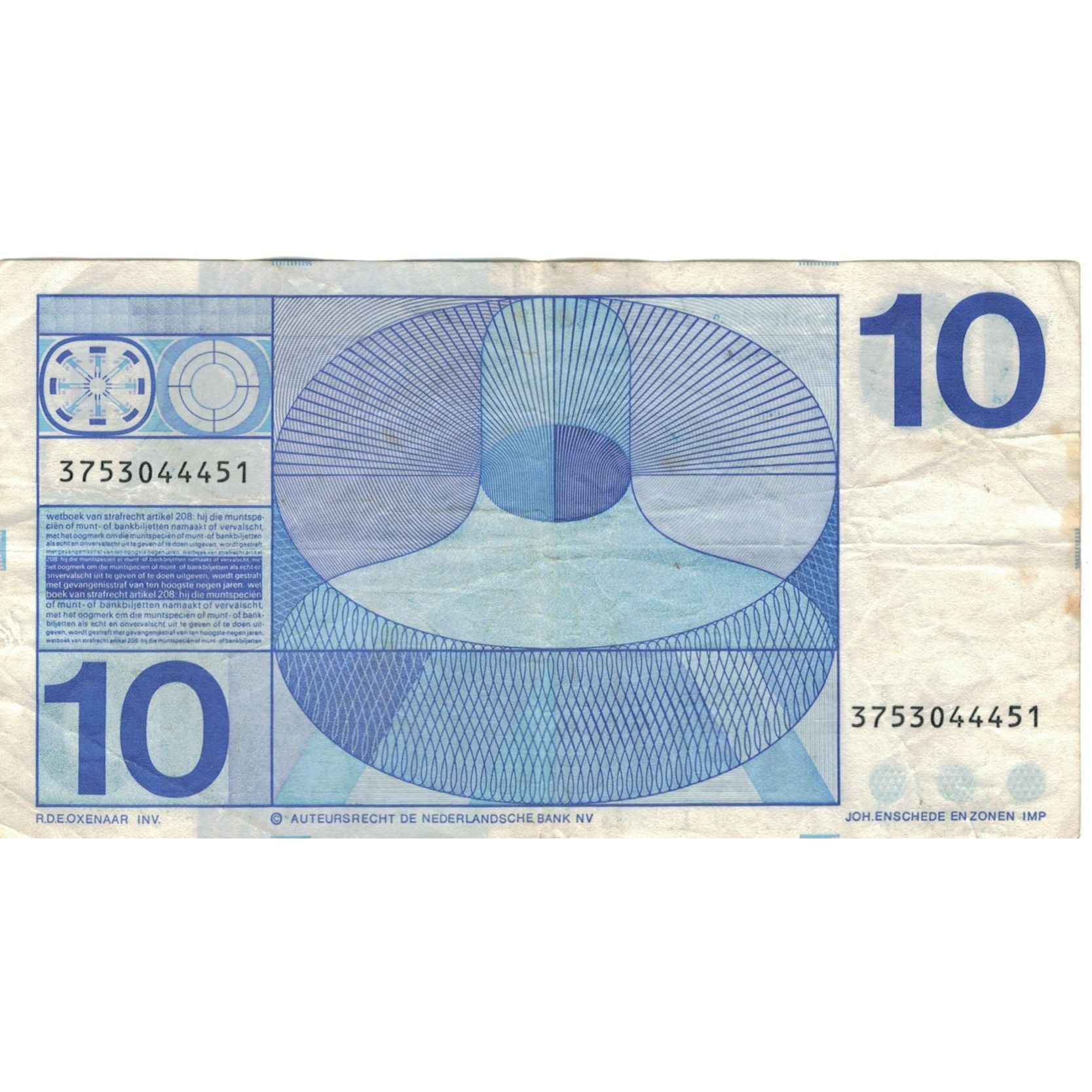 Billet, Pays-Bas, 10 Gulden, 1968, 1968-04-25, KM:91b, TTB