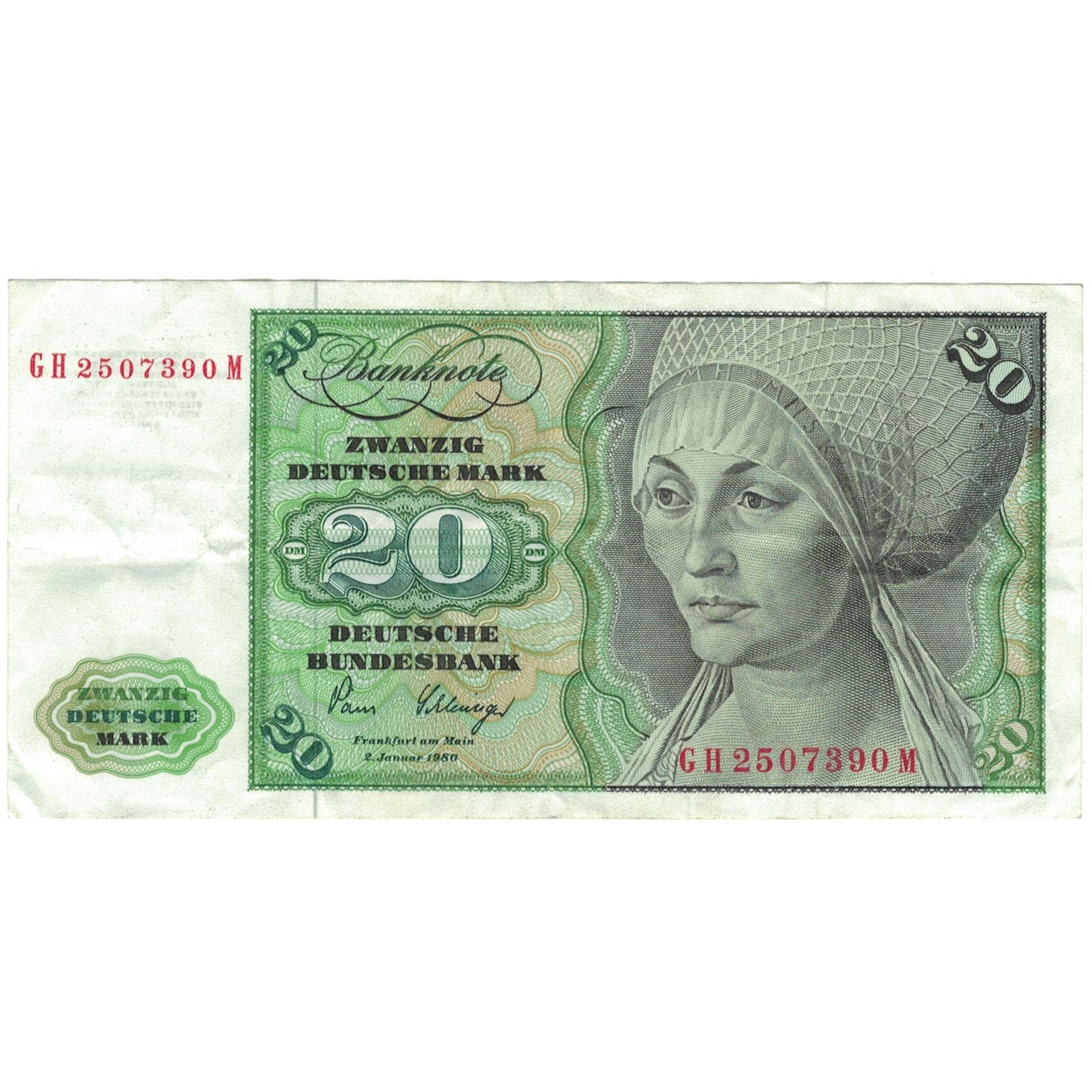 Banconote, GERMANIA - REPUBBLICA FEDERALE, 20 Deutsche Mark, 1980, 1980-01-02