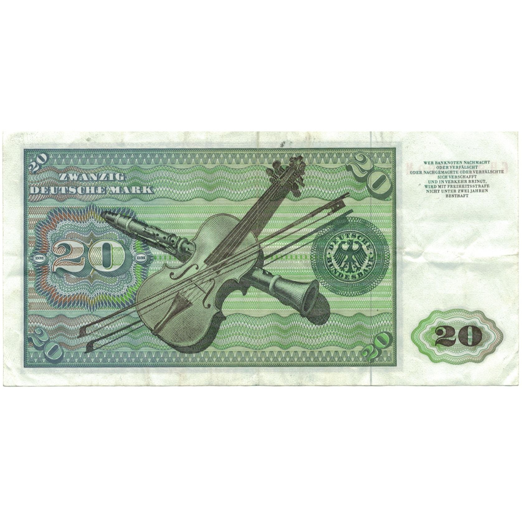 Banconote, GERMANIA - REPUBBLICA FEDERALE, 20 Deutsche Mark, 1980, 1980-01-02