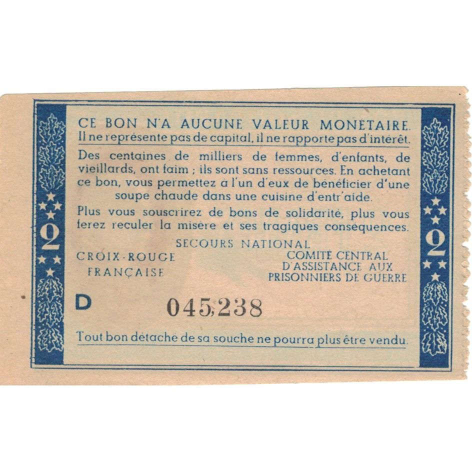 France, Bon de Solidarité, 2 Francs, 1941, UNC(63)
