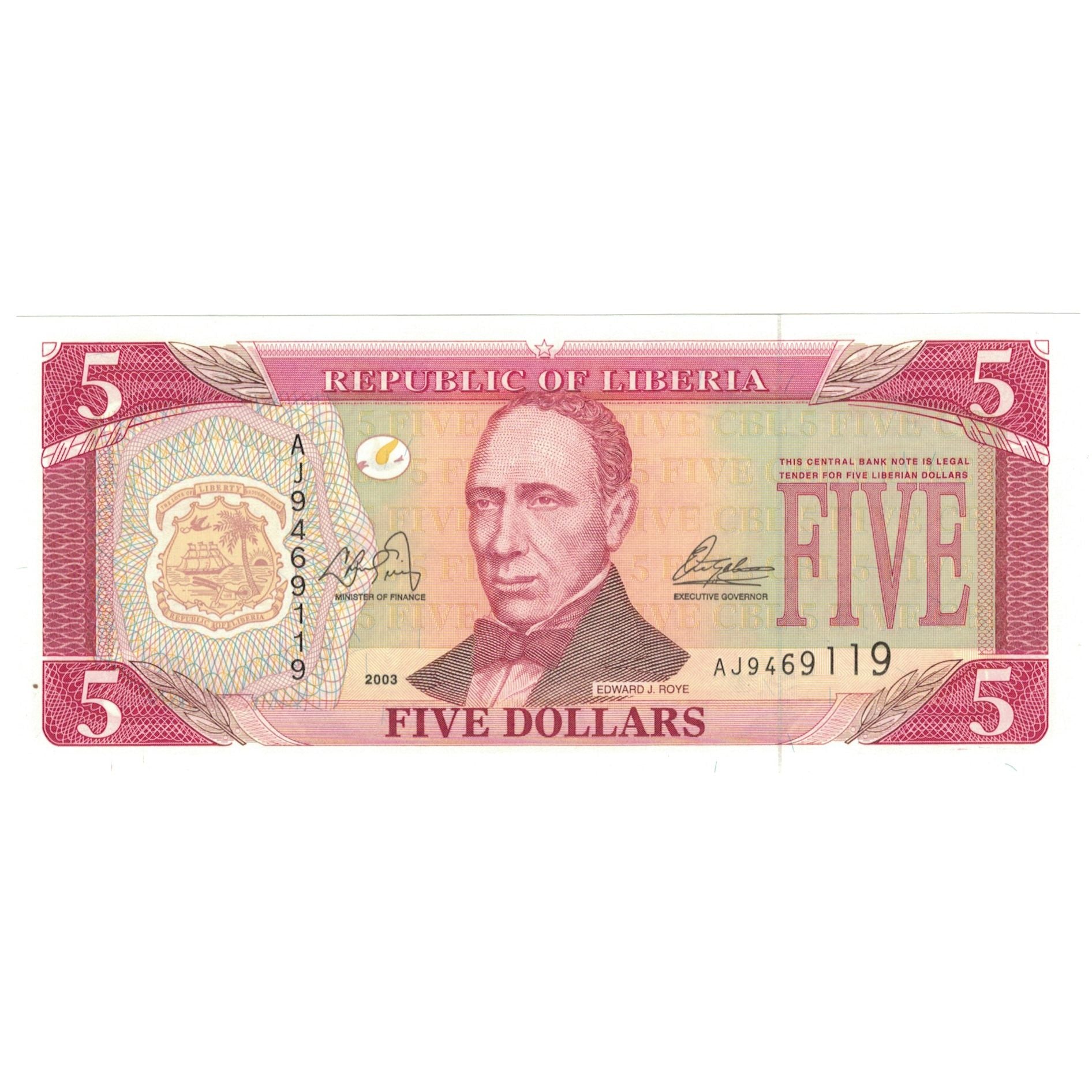 Billet, Liberia, 5 Dollars, 1999, Undated (1999), KM:21, NEUF