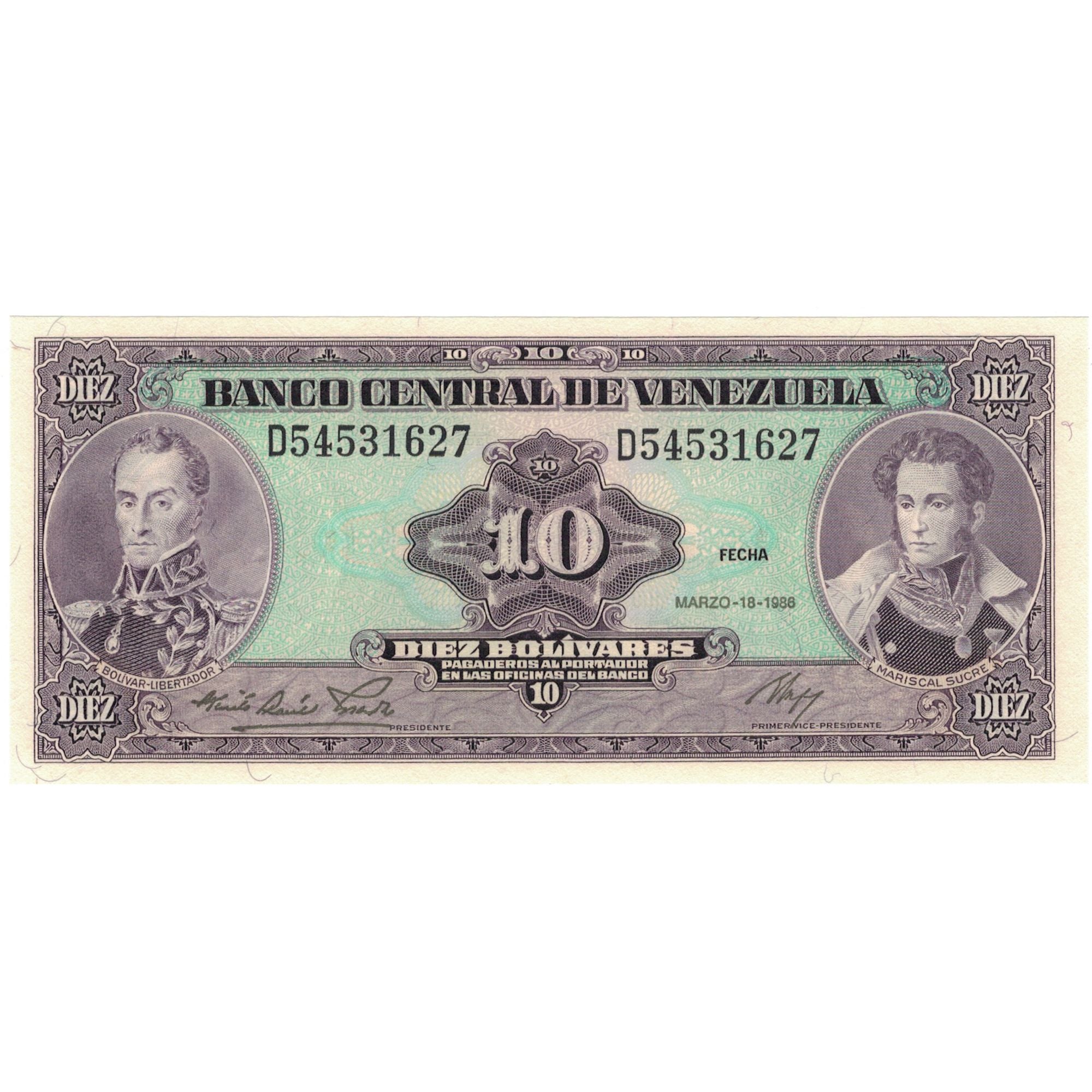 Billet, Venezuela, 10 Bolívares, 1988, NEUF