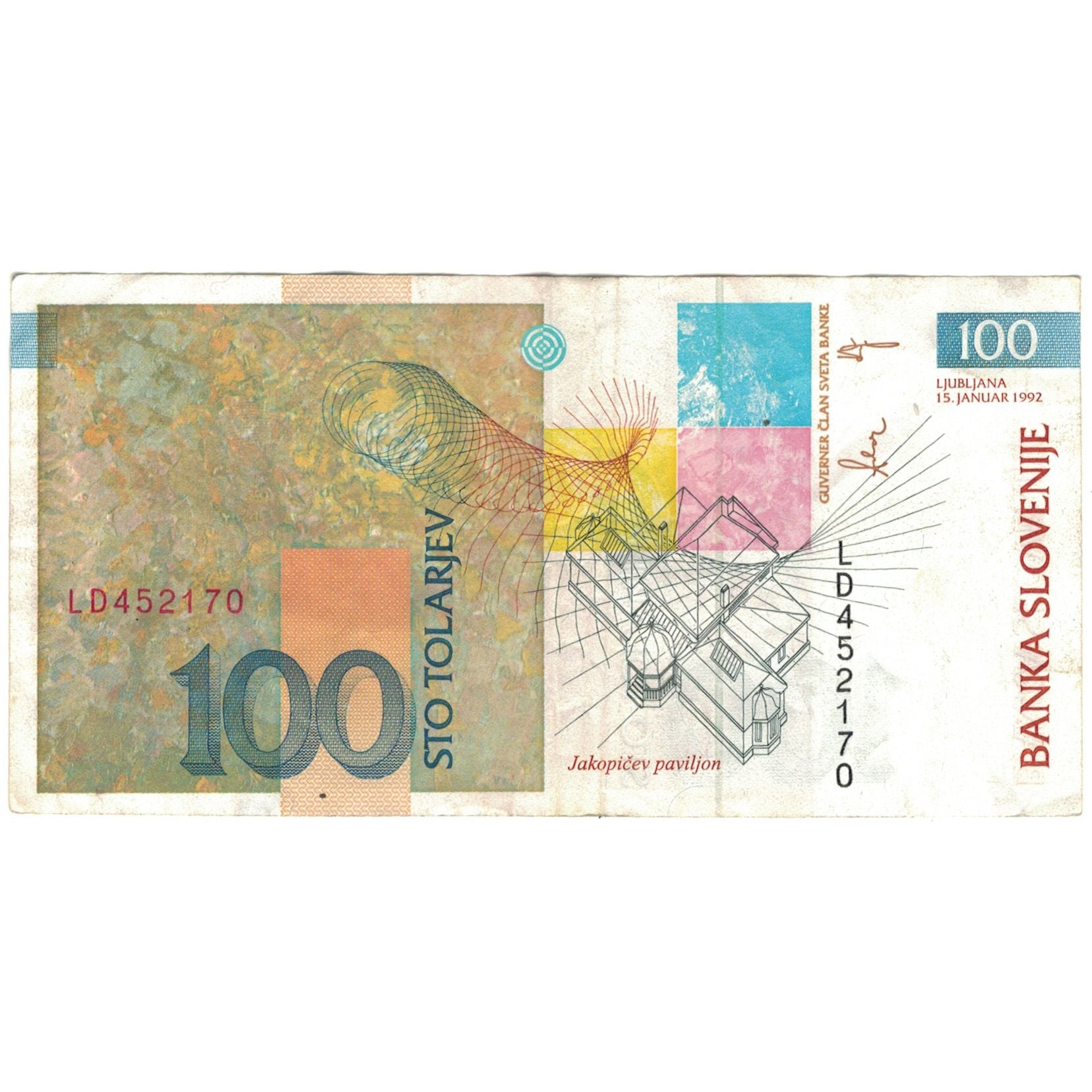 Banknote, Slovenia, 100 Tolarjev, 1992-01-15, KM:14A, EF(40-45)