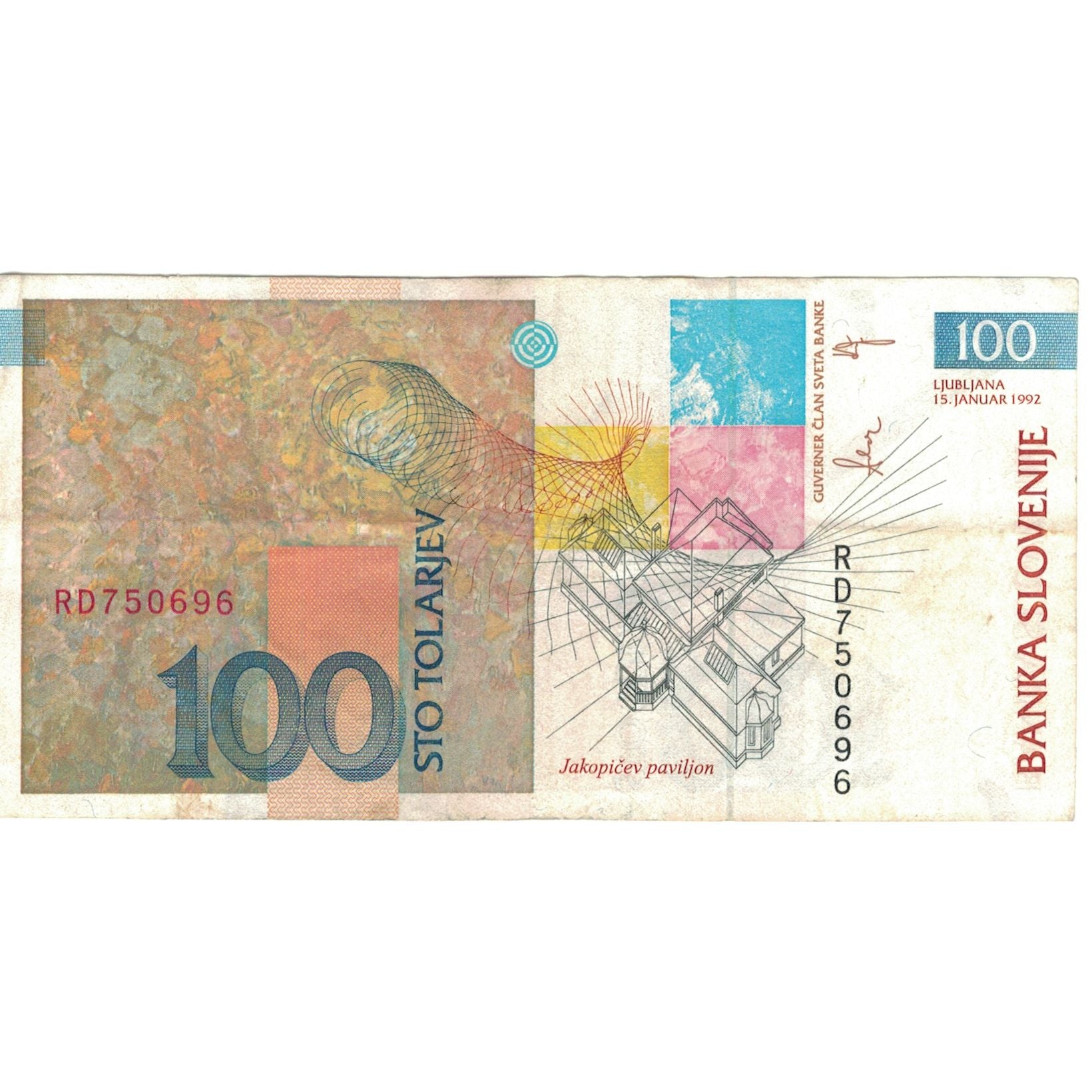 Banconote, Slovenia, 100 Tolarjev, 1992-01-15, KM:14A, BB