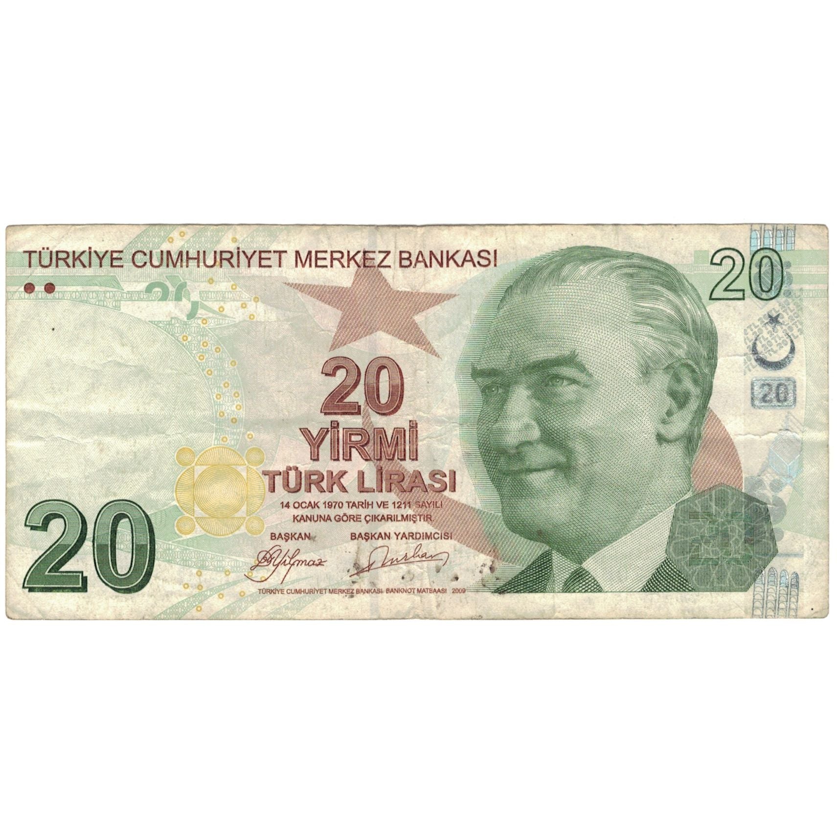 Banknot, Turcja, 20 Lira, Undated (2009), KM:224, VF(20-25)