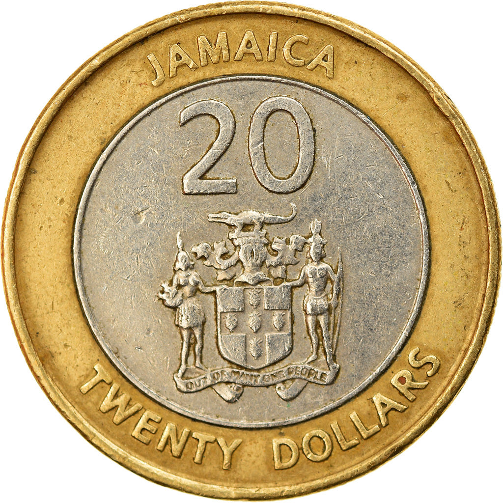 Munten, Jamaica, Elizabeth II, 20 Dollars, 2001, ZF, Bi-Metallic, KM:182