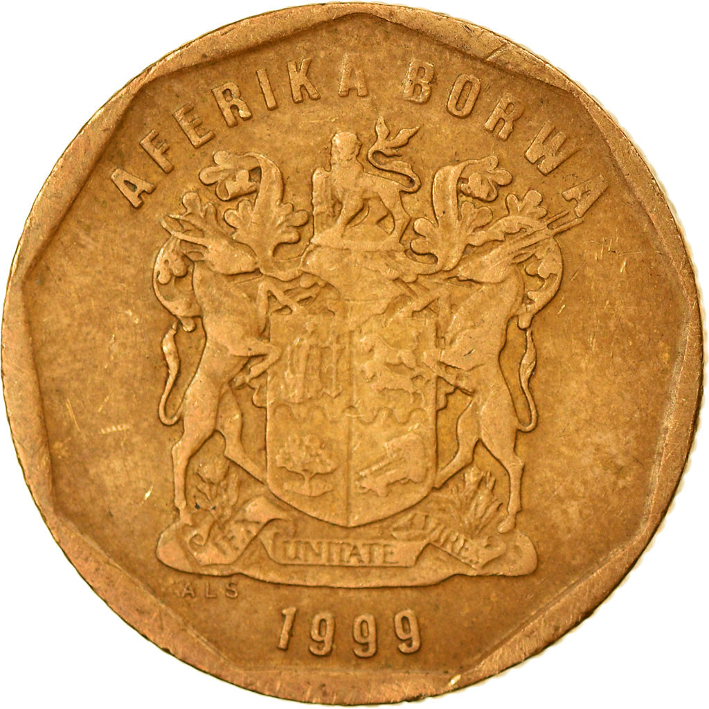 Moneta, Sudafrica, 20 Cents, 1999, Pretoria, BB, Acciaio placcato in bronzo