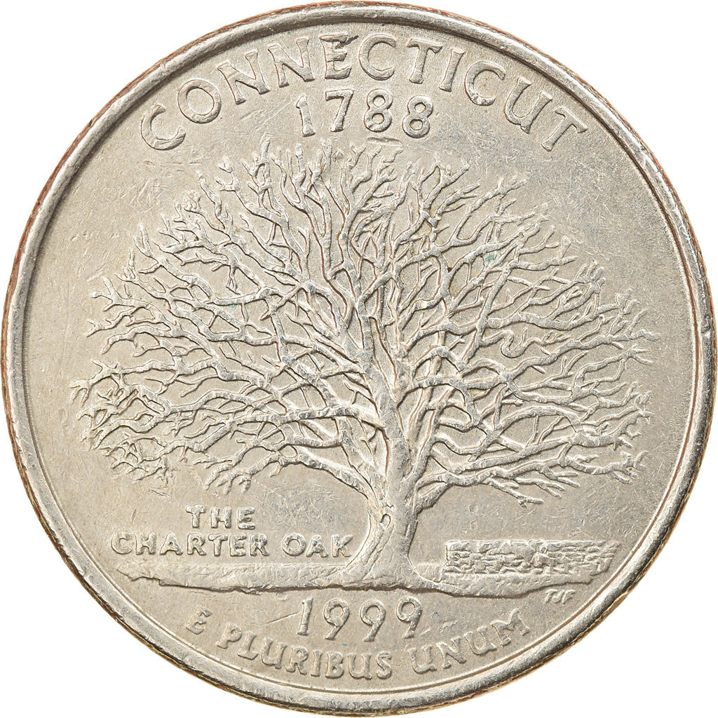 Moneta, Stati Uniti, Connecticut, Quarter, 1999, U.S. Mint, Denver, BB, Rame