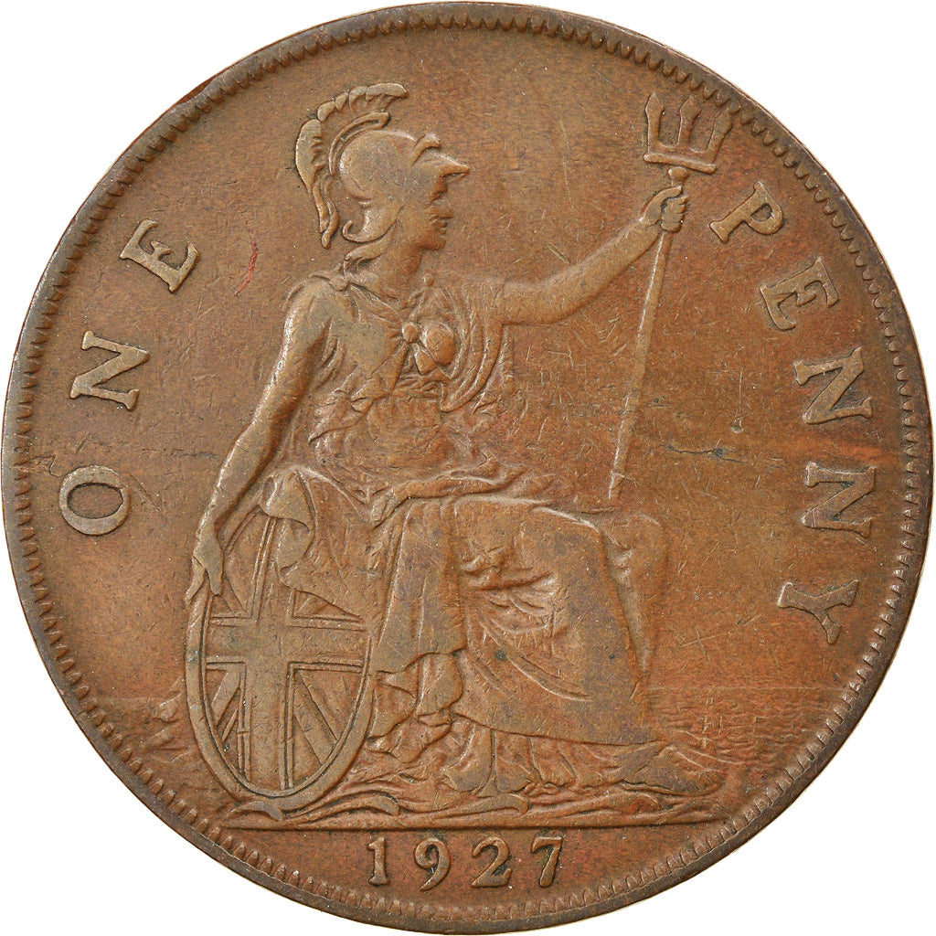 Moneta, Wielka Brytania, George V, Penny, 1927, EF(40-45), Bronze, KM:826