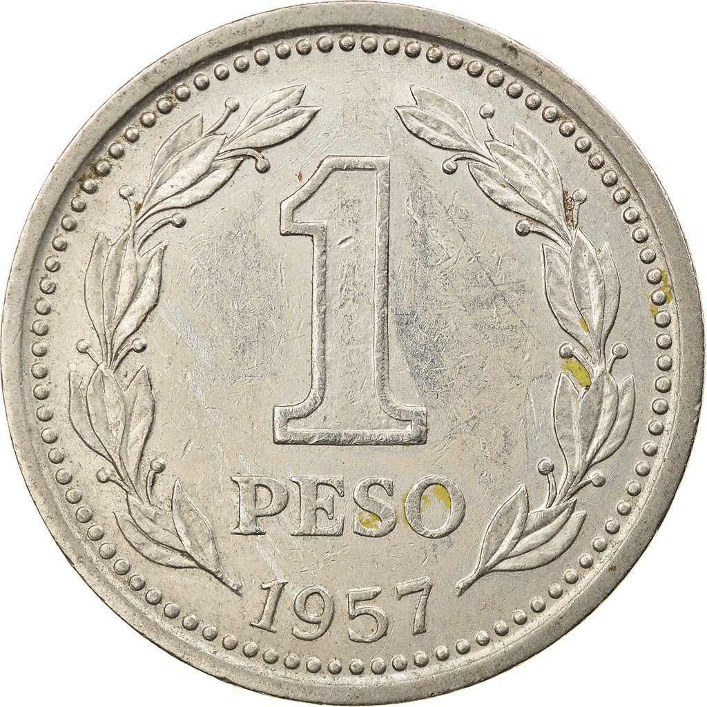 Coin, Argentina, Peso, 1957, AU(55-58), Nickel Clad Steel, KM:57