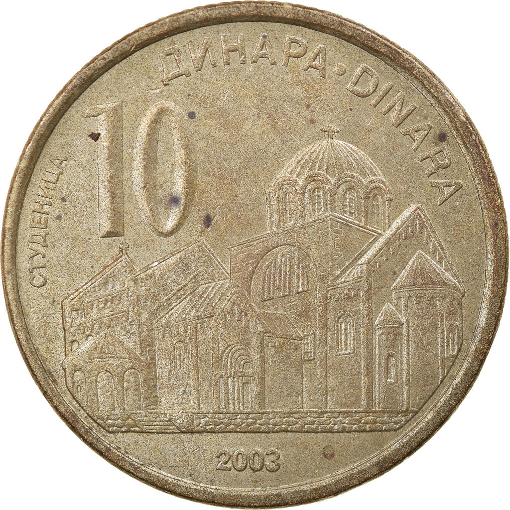 Moneda, Serbia, 10 Dinara, 2003, MBC, Cobre - níquel - cinc, KM:37
