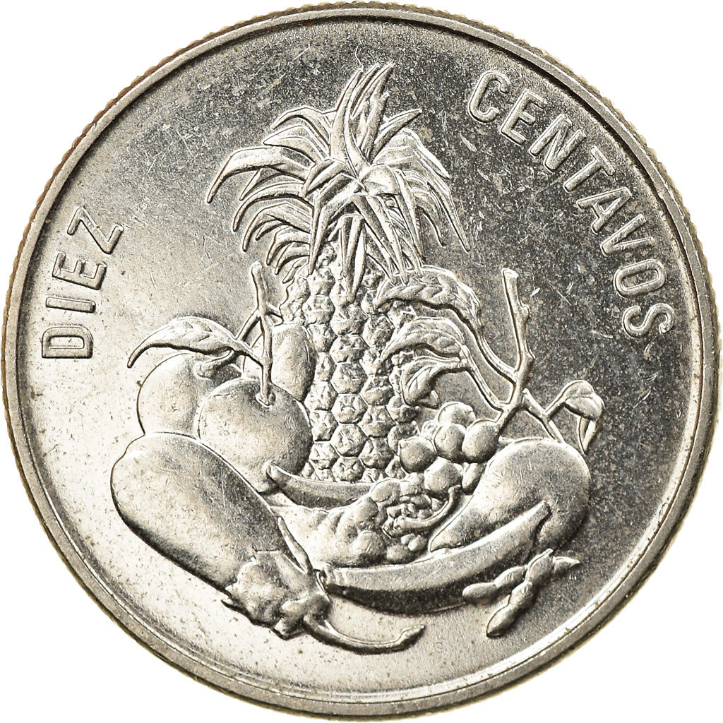 Moeda, República Dominicana, 10 Centavos, 1991, AU(55-58), Aço Revestido a