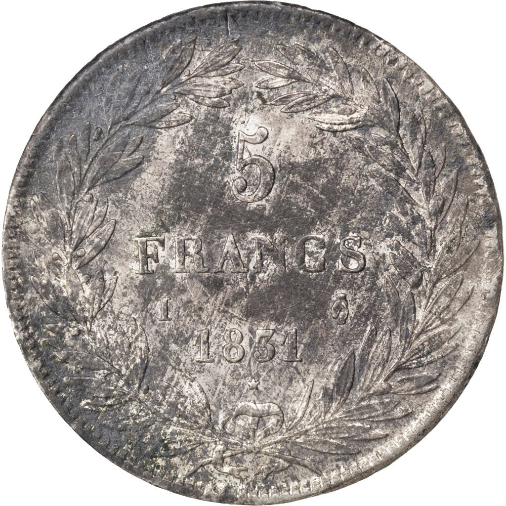 Moneta, Francia, Louis-Philippe, 5 Francs, 1831, Limoges, BB+, Argento