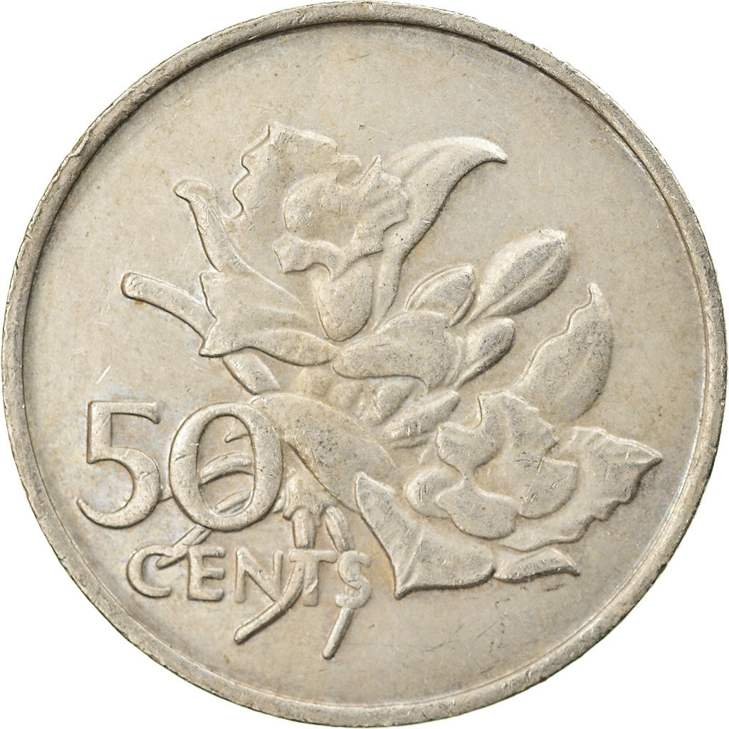 Coin, Seychelles, 50 Cents, 1977, British Royal Mint, EF(40-45), Copper-nickel