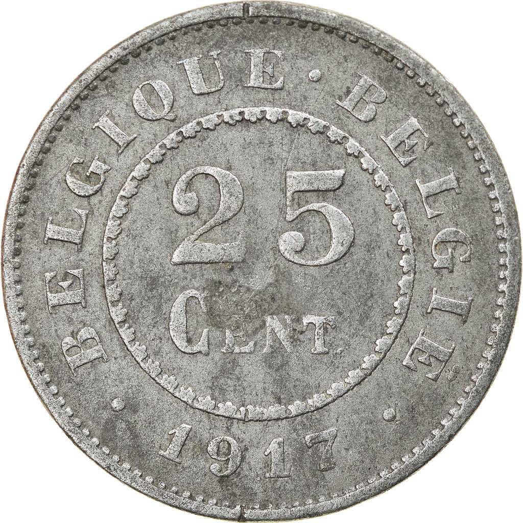 Coin, Belgium, 25 Centimes, 1917, EF(40-45), Zinc, KM:82