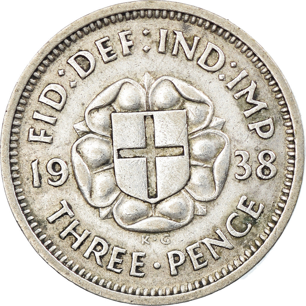 Münze, Großbritannien, George VI, 3 Pence, 1938, SS, Silber, KM:848