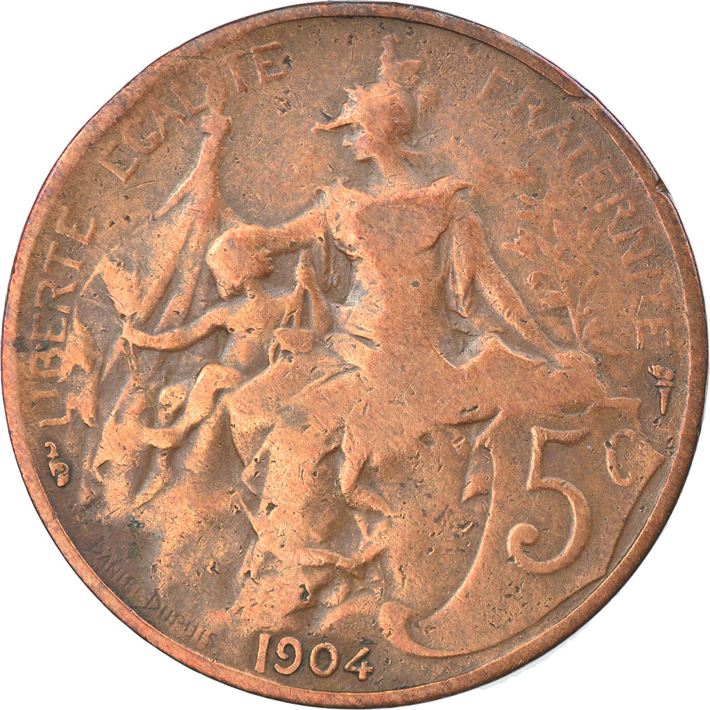Munten, Frankrijk, Dupuis, 5 Centimes, 1904, Paris, FR, Bronze, KM:842