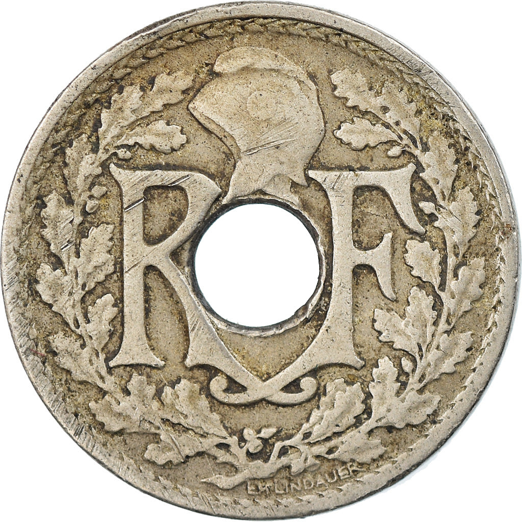 Moneta, Francja, Lindauer, 5 Centimes, 1921, Paris, EF(40-45), Miedź-Nikiel