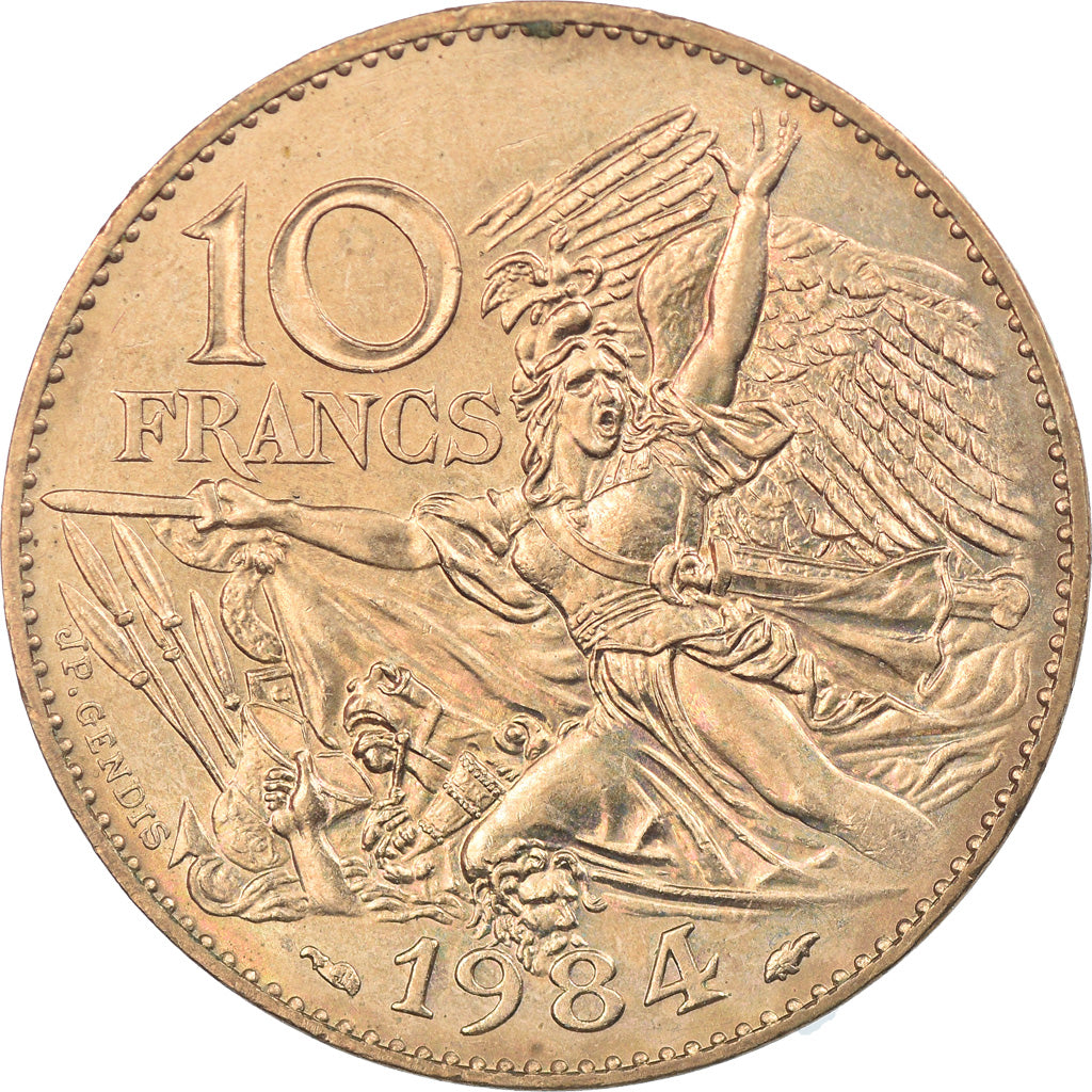 Moeda, França, François Rude, 10 Francs, 1984, AU(55-58), Níquel-Bronze