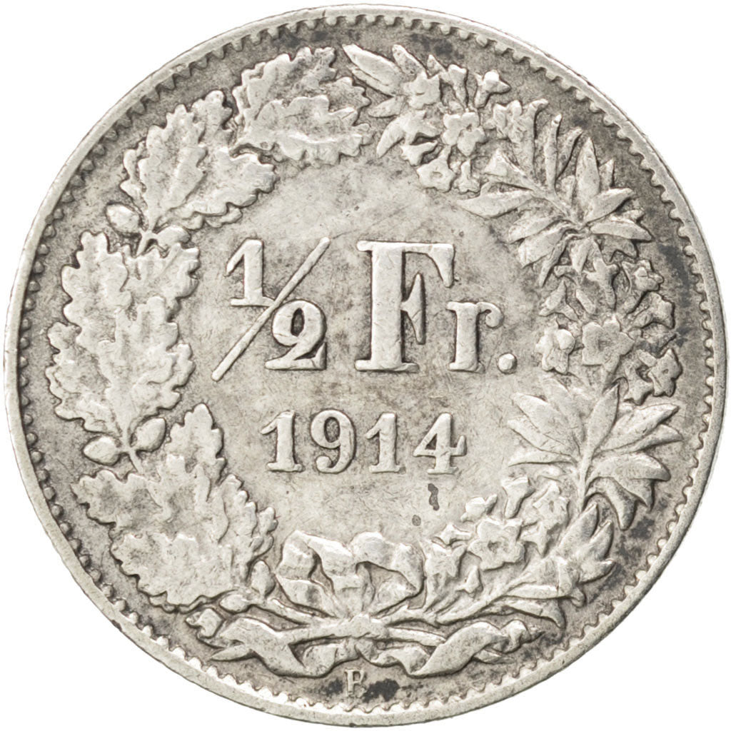 Coin, Switzerland, 1/2 Franc, 1914, EF(40-45), Silver, KM:23