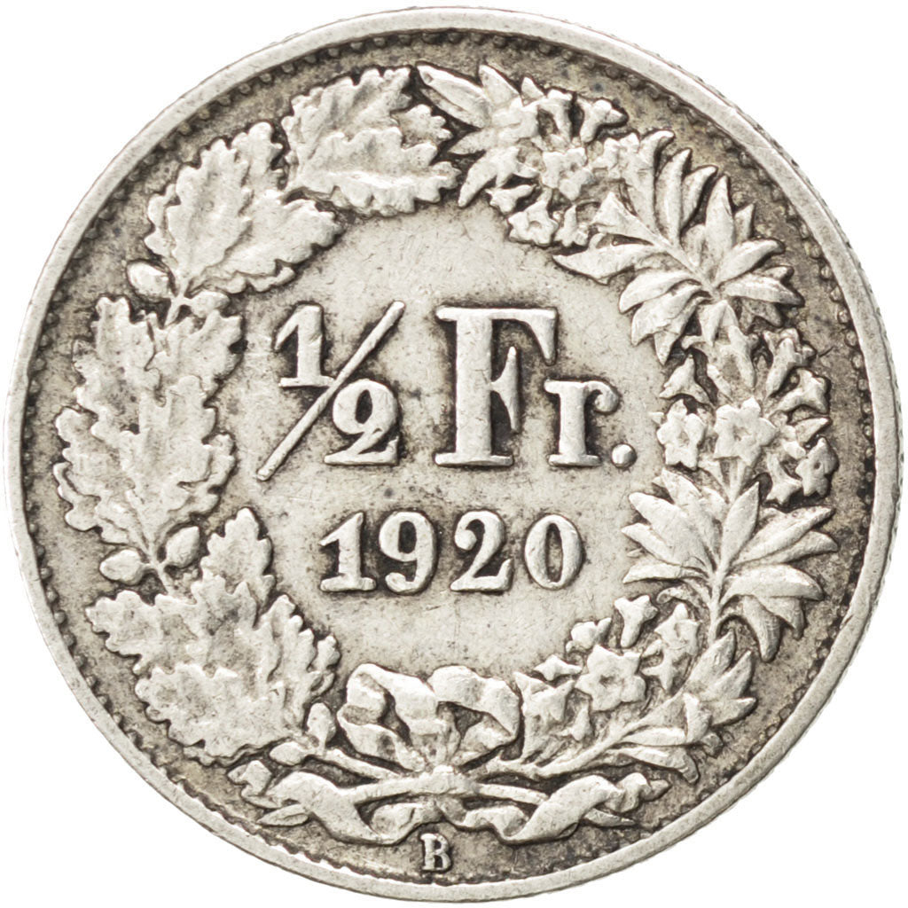 Moneda, Suiza, 1/2 Franc, 1920, MBC, Plata, KM:23