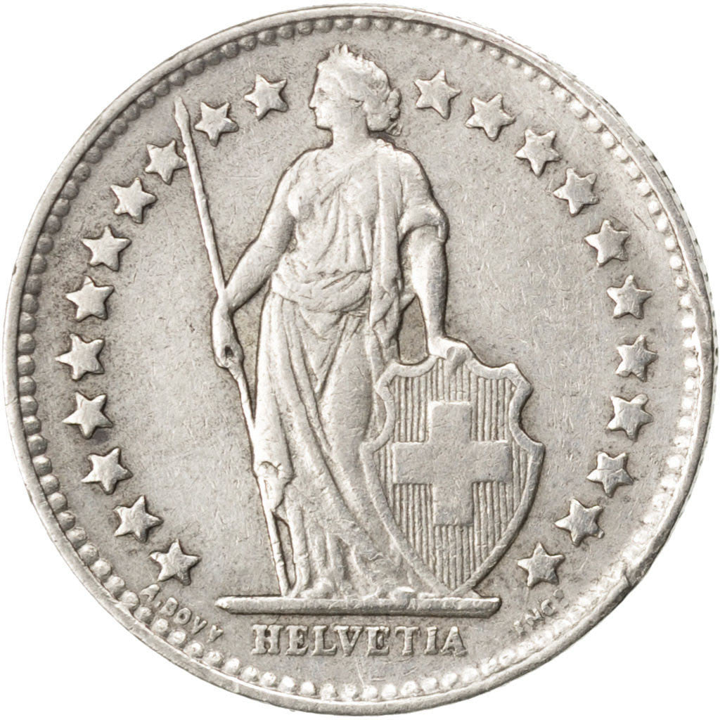 Coin, Switzerland, 1/2 Franc, 1944, EF(40-45), Silver, KM:23