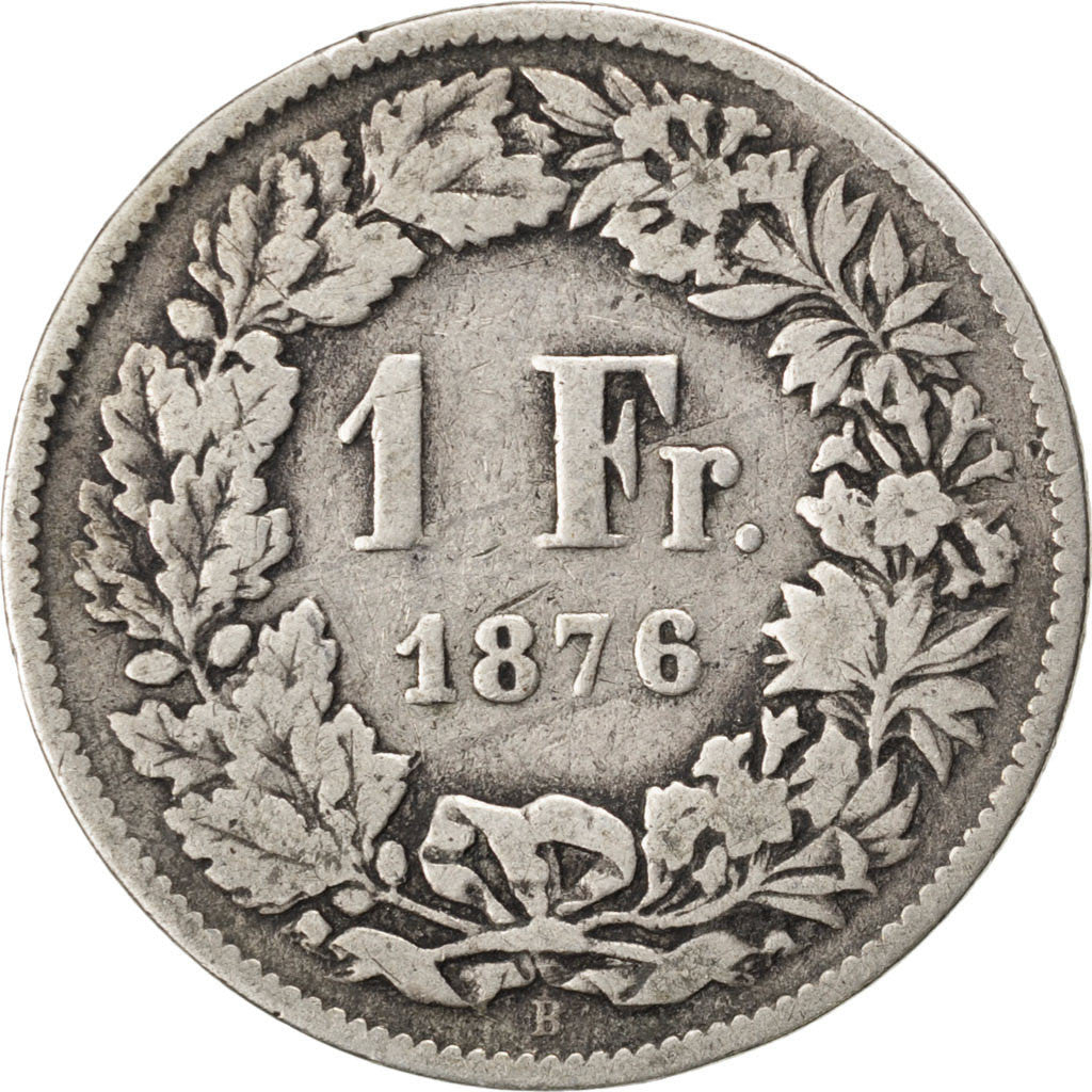 Coin, Switzerland, Franc, 1876, VF(20-25), Silver, KM:24
