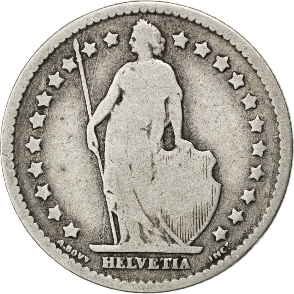 Coin, Switzerland, Franc, 1877, VF(20-25), Silver, KM:24