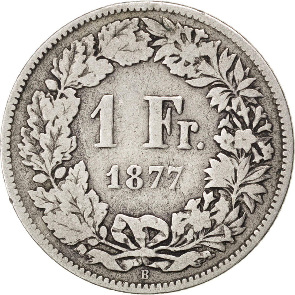 Coin, Switzerland, Franc, 1877, VF(20-25), Silver, KM:24