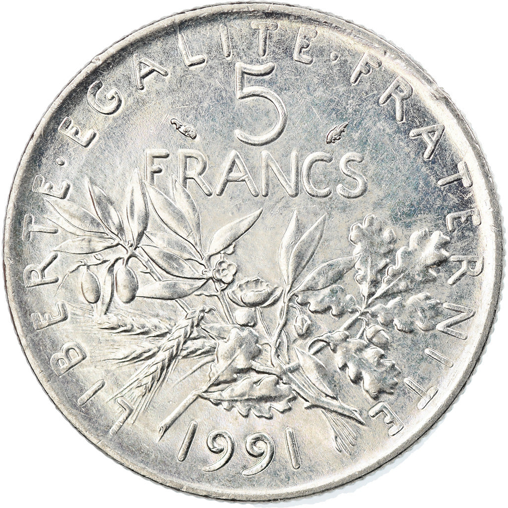 Moneta, Francia, Semeuse, 5 Francs, 1991, Paris, BB, Nichel placcato