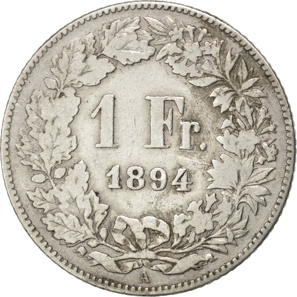 Coin, Switzerland, Franc, 1894, VF(20-25), Silver, KM:24
