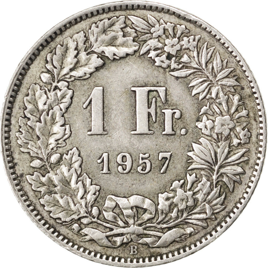 Coin, Switzerland, Franc, 1957, EF(40-45), Silver, KM:24