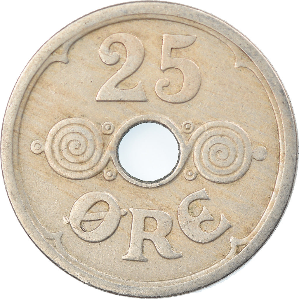 Moeda, Dinamarca, Christian X, 25 Öre, 1929, Copenhagen, EF(40-45)