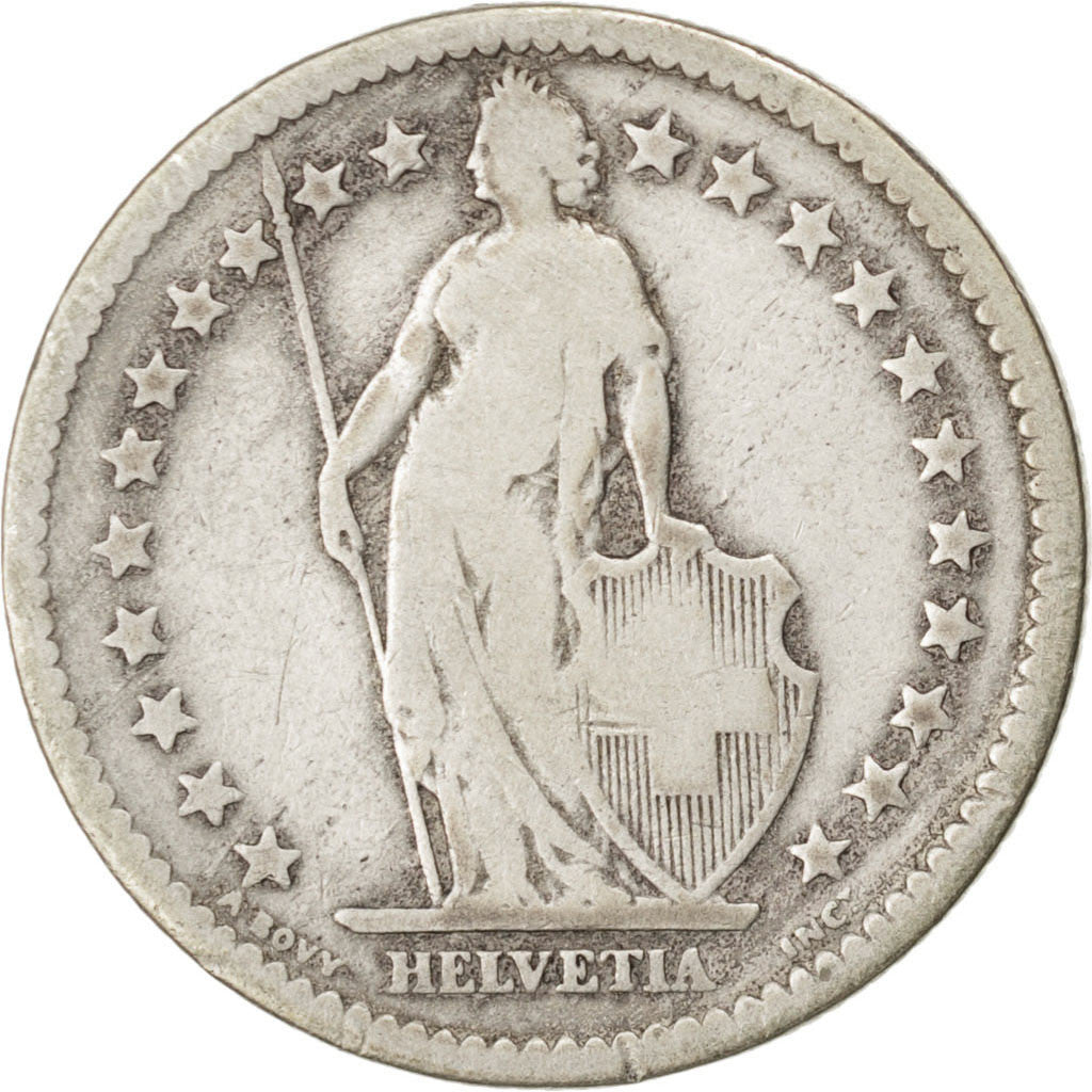 Coin, Switzerland, 2 Francs, 1874, VF(20-25), Silver, KM:21